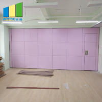 Leather Finish Operable Movable Partition Walls with Sliding Tracks System