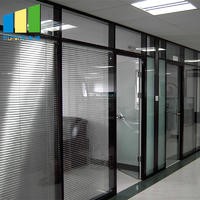 Solid Aluminum Frame Double Glazed Fixed Glass Partition Walls