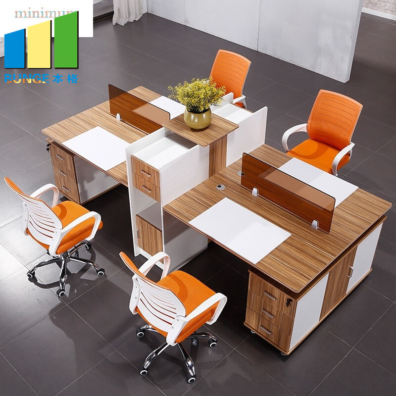 Anti - Water Office Furniture Partitions / 4 Person Office Workstations with Cubicles