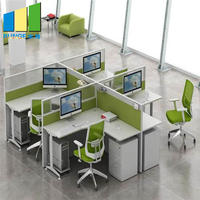 Aluminum Frame Frosted Glass Office Partition Cubicles Office Workstations