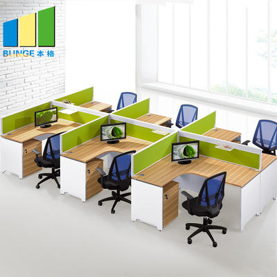 Custom Design Melamine Desktop 6 Seater Office Workstation with Side Cabet