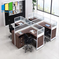 Customized 4 Person Office Workstation Cluster Modular Office Cubicle Partitions for Call Center