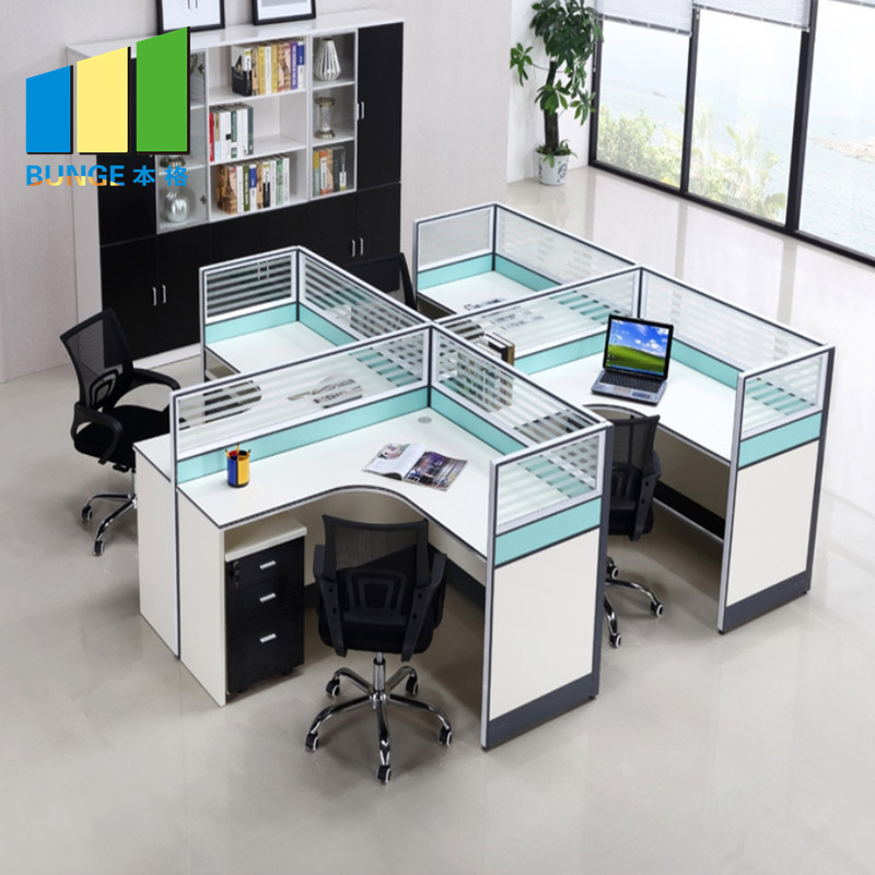 4 Person Seat Tables Modern Office Furniture Computer Work Stations