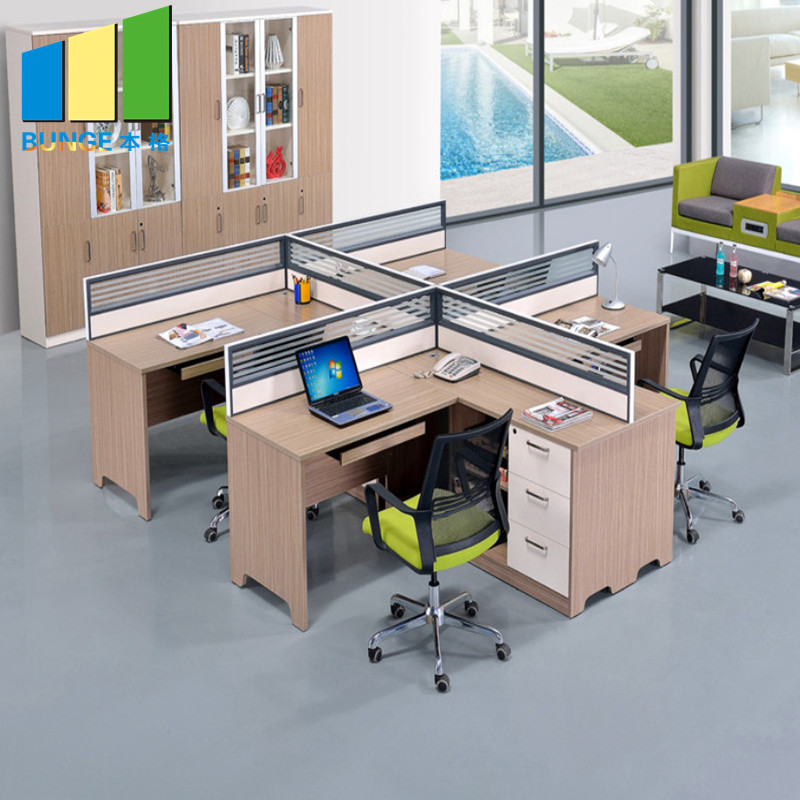 Contemporary Office Modular Furniture Cubicles 4 Seats Office Partition Workstations